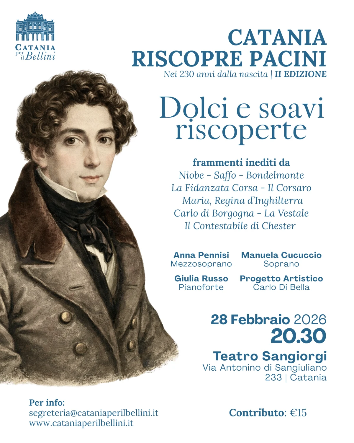 Locandina di Catania riscopre Pacini II — Dolci e soavi riscoperte